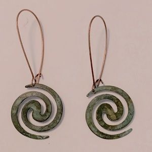 Copper Patina Spiral Dangle Earrings